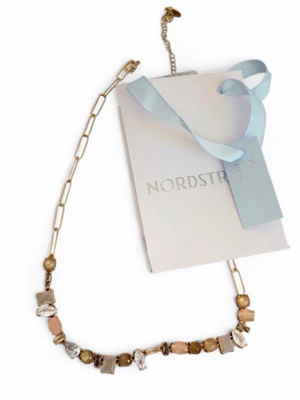 (NEW) Colorful Gem Paperclip Necklace by Anthropologie and Nordstrom 
 gift bag